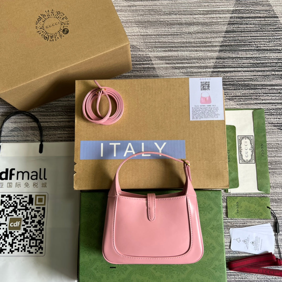 SAC À BANDOULIÈRE GG JACKIE MINI 19 EN CUIR DE VEAU ROSE PATEL