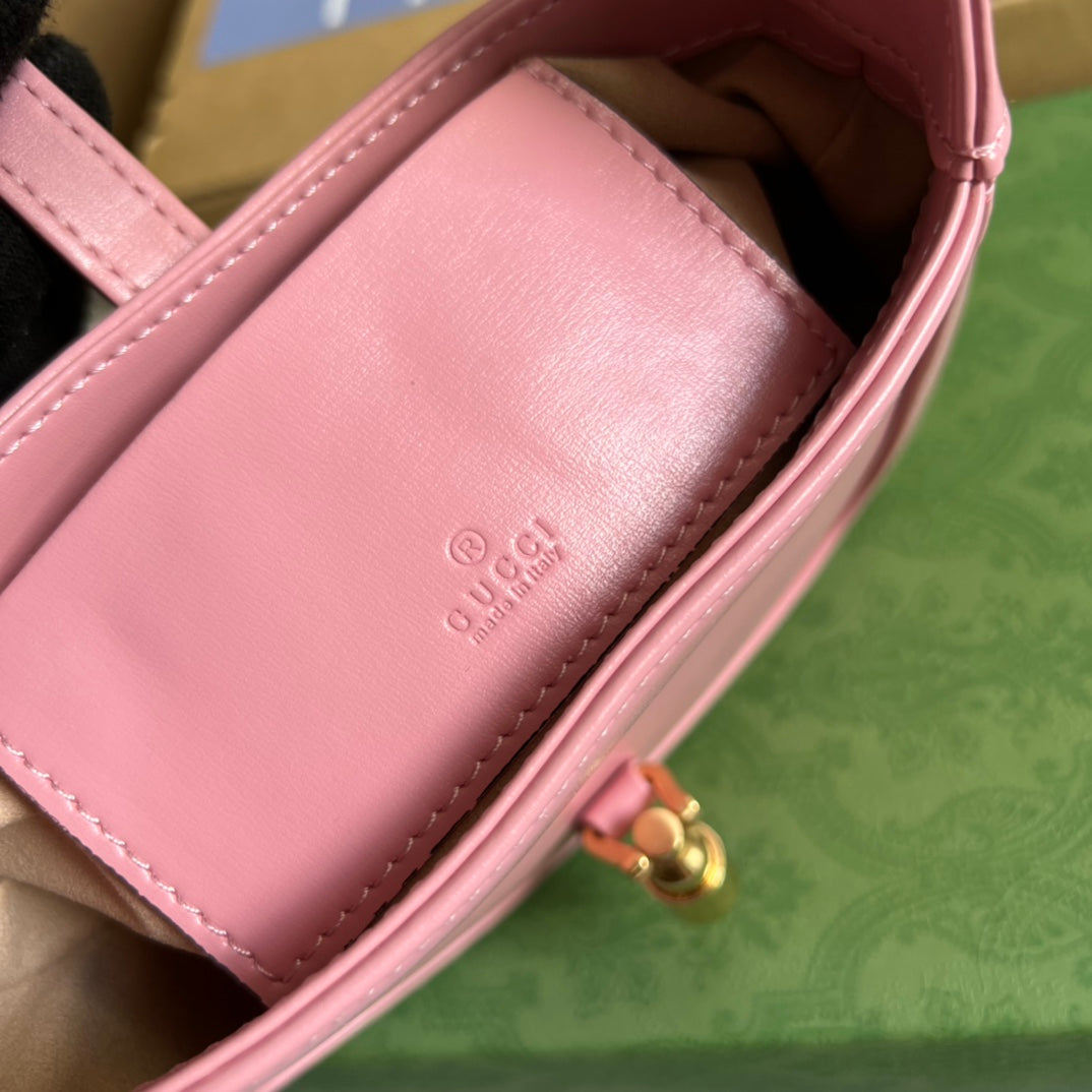 SAC À BANDOULIÈRE GG JACKIE MINI 19 EN CUIR DE VEAU ROSE PATEL