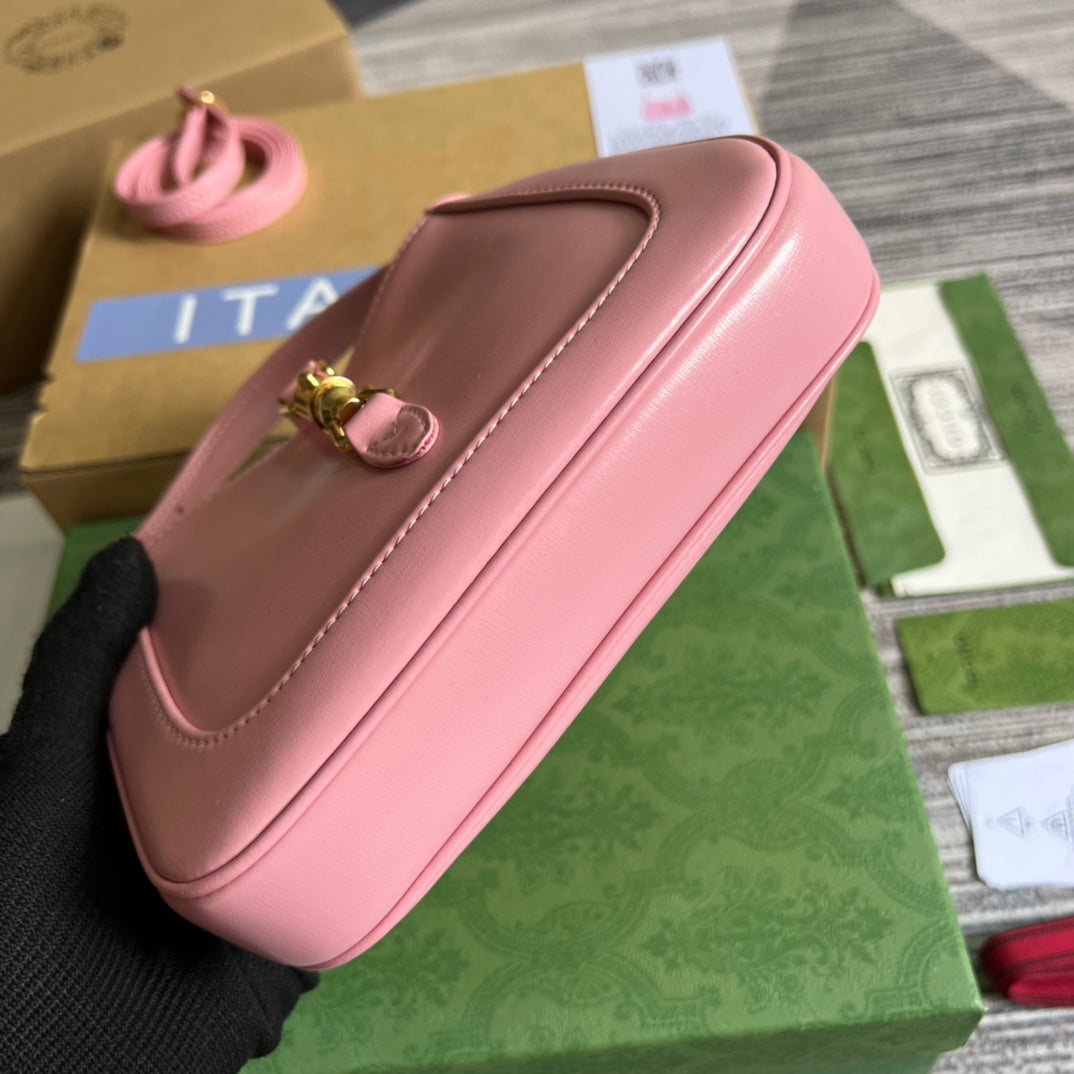 SAC À BANDOULIÈRE GG JACKIE MINI 19 EN CUIR DE VEAU ROSE PATEL