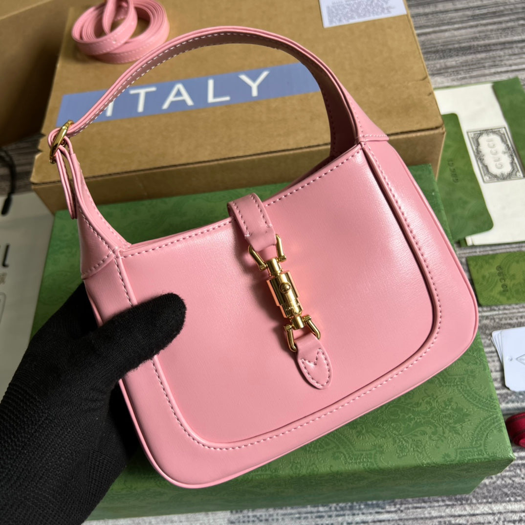 SAC À BANDOULIÈRE GG JACKIE MINI 19 EN CUIR DE VEAU ROSE PATEL