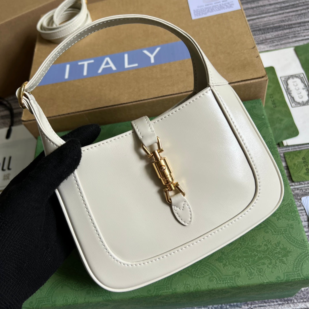 SAC À BANDOULIÈRE GG JACKIE MINI 19 EN CUIR DE VEAU BLANC