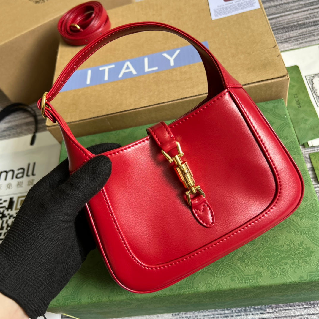 SAC À BANDOULIÈRE GG JACKIE MINI 19 EN CUIR DE VEAU ROUGE CERISE