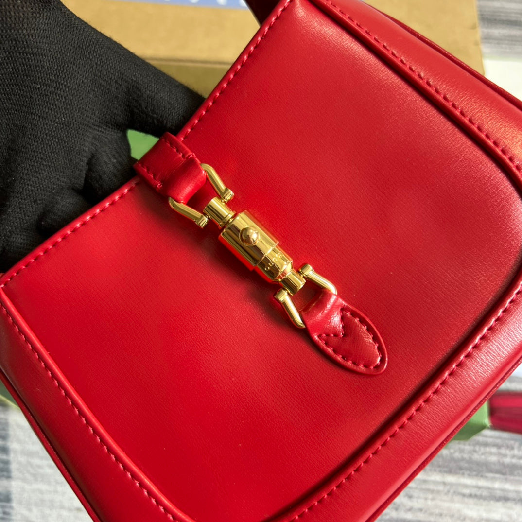 SAC À BANDOULIÈRE GG JACKIE MINI 19 EN CUIR DE VEAU ROUGE CERISE