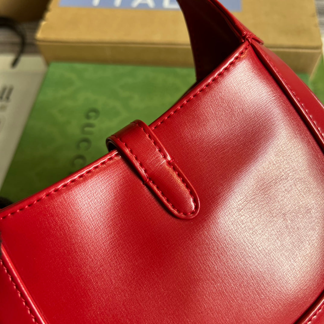 SAC À BANDOULIÈRE GG JACKIE MINI 19 EN CUIR DE VEAU ROUGE CERISE