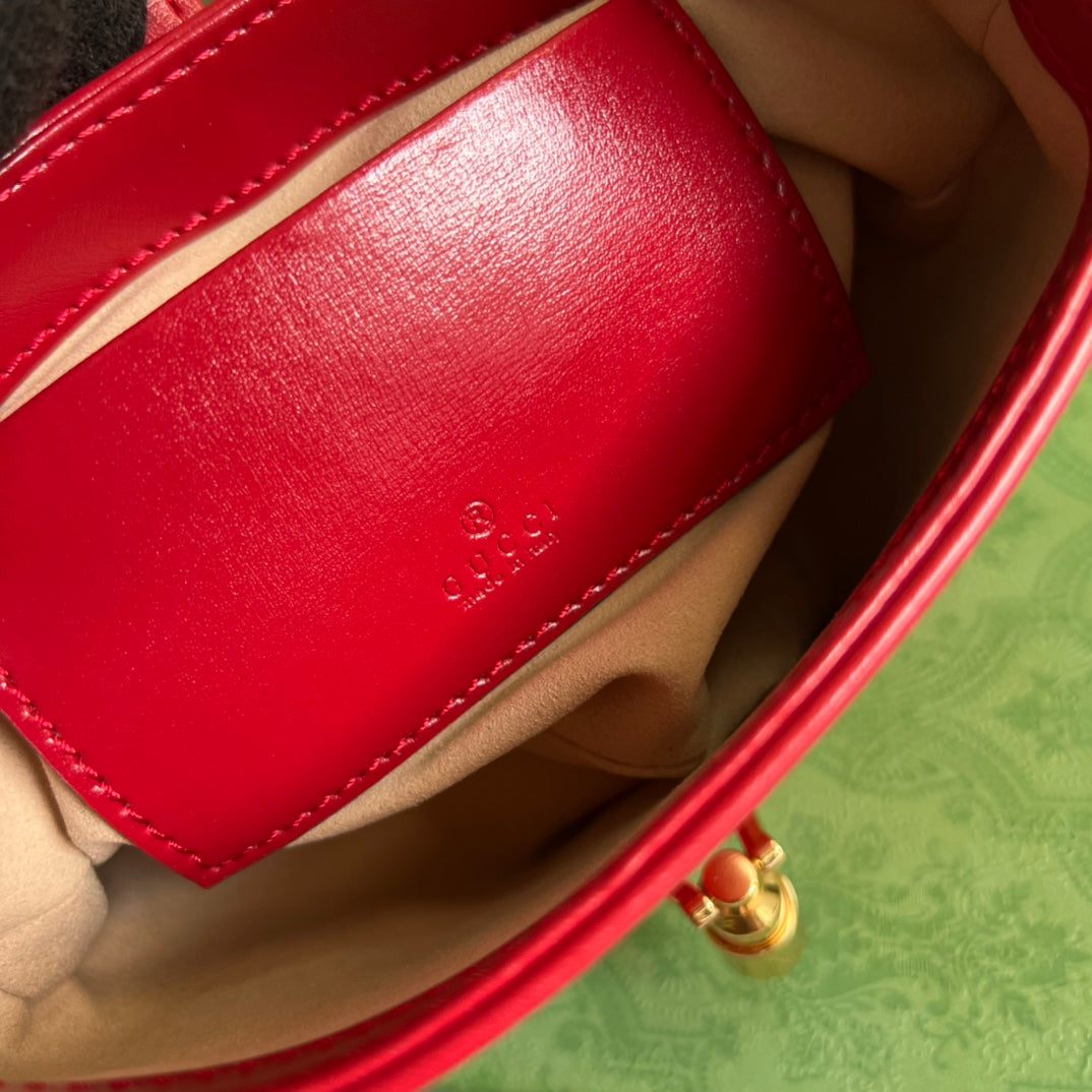 SAC À BANDOULIÈRE GG JACKIE MINI 19 EN CUIR DE VEAU ROUGE CERISE