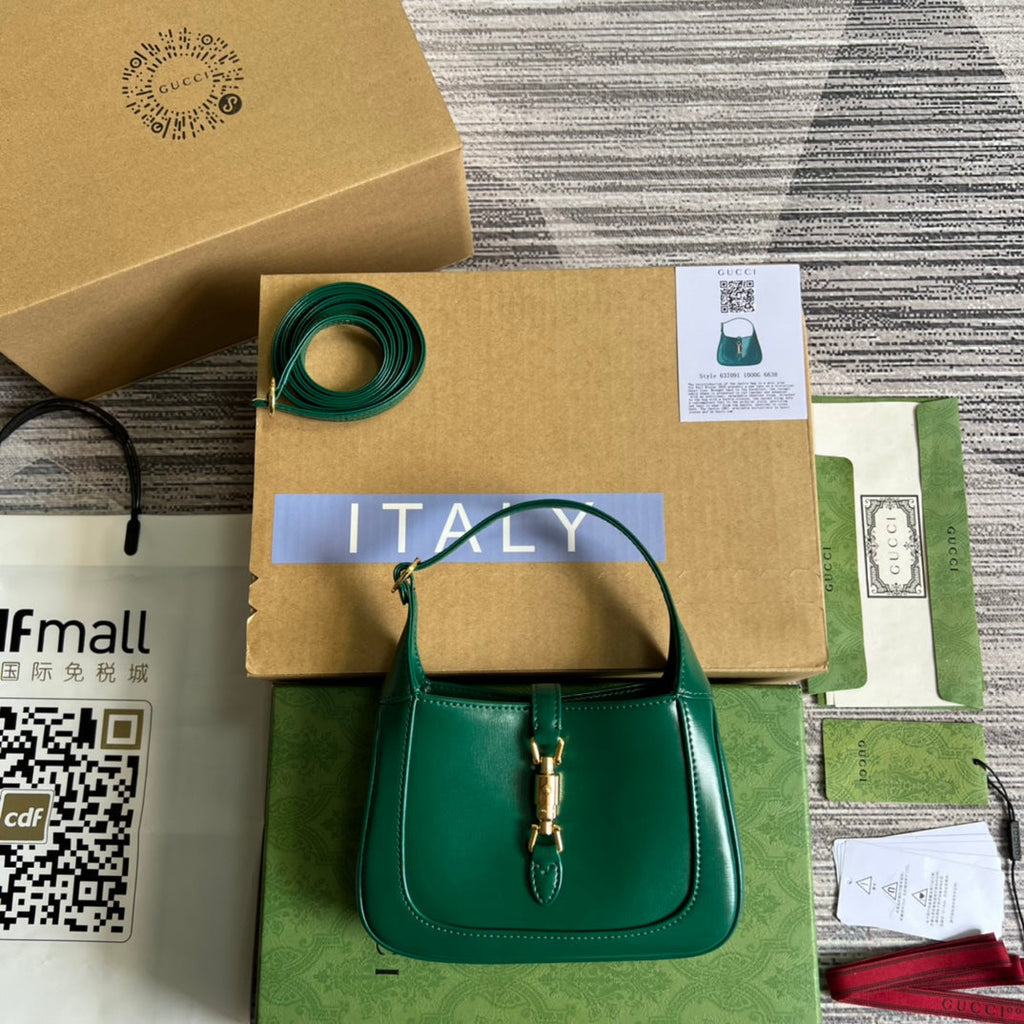 SAC À BANDOULIÈRE GG JACKIE MINI 19 EN CUIR DE VEAU VERT FORÊT