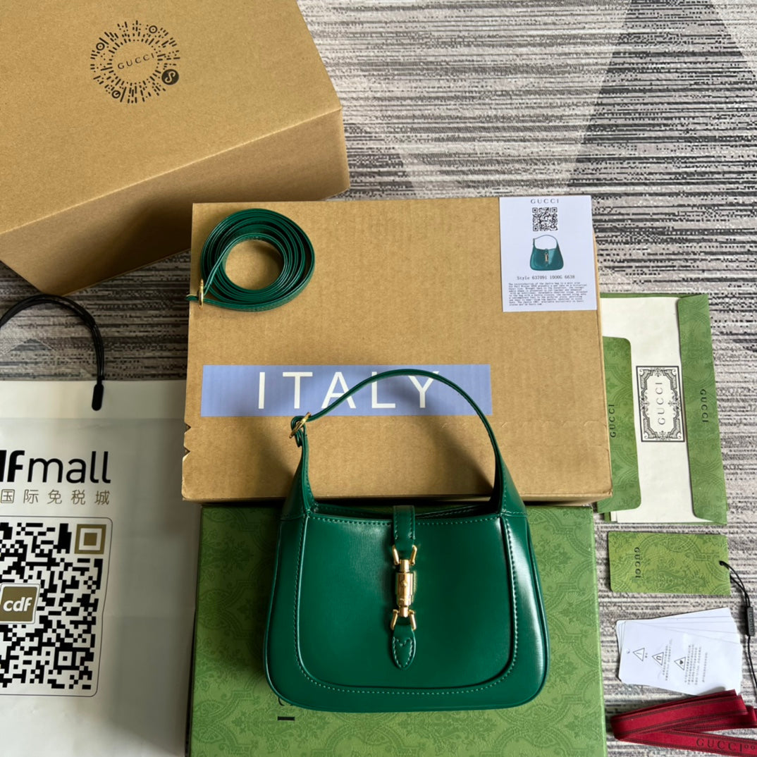 SAC À BANDOULIÈRE GG JACKIE MINI 19 EN CUIR DE VEAU VERT FORÊT