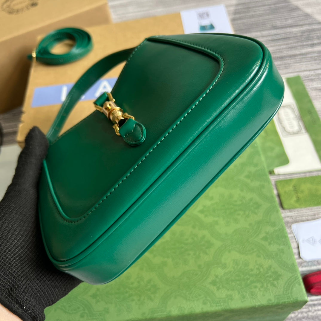 SAC À BANDOULIÈRE GG JACKIE MINI 19 EN CUIR DE VEAU VERT FORÊT