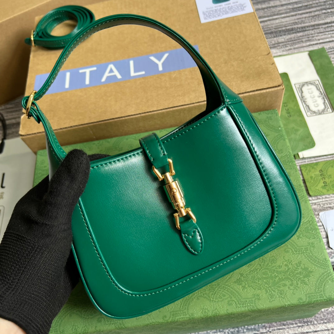 SAC À BANDOULIÈRE GG JACKIE MINI 19 EN CUIR DE VEAU VERT FORÊT