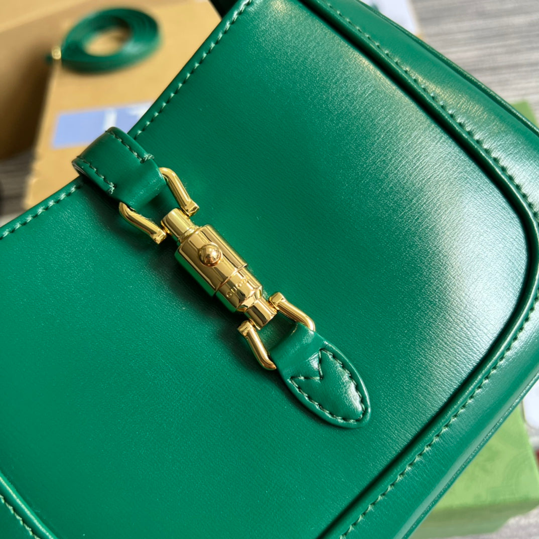 SAC À BANDOULIÈRE GG JACKIE MINI 19 EN CUIR DE VEAU VERT FORÊT