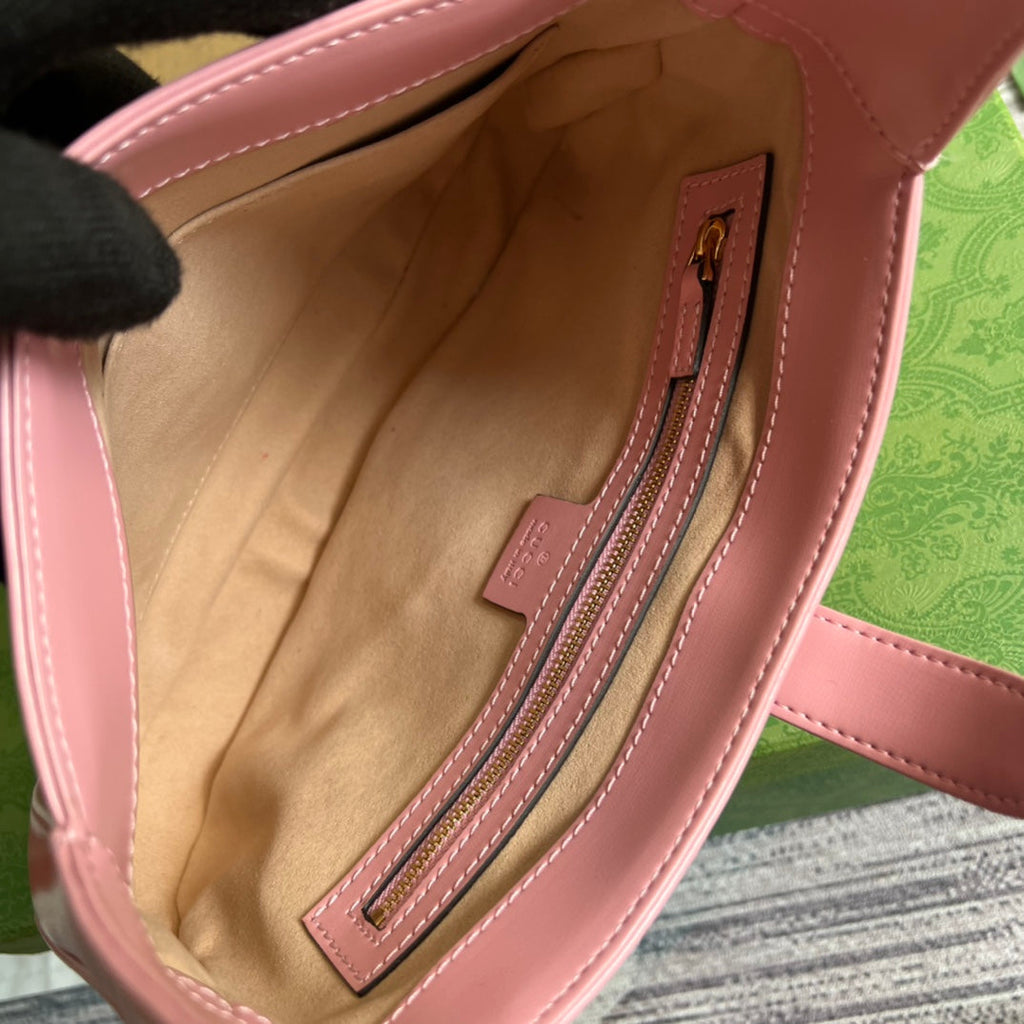 SAC À BANDOULIÈRE GG JACKIE SMALL 28 EN CUIR DE VEAU ROSE PASTEL