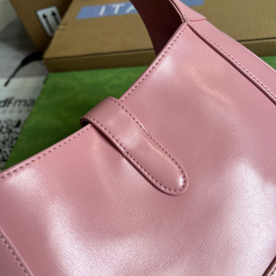 SAC À BANDOULIÈRE GG JACKIE SMALL 28 EN CUIR DE VEAU ROSE PASTEL