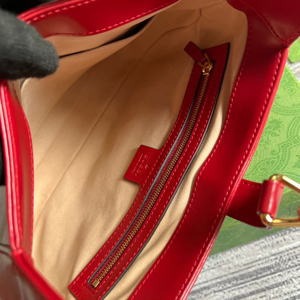 SAC À BANDOULIÈRE GG JACKIE SMALL 28 EN CUIR DE VEAU ROUGE CERISE