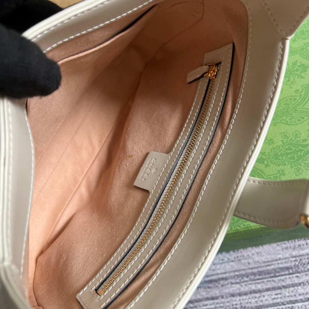 SAC À BANDOULIÈRE GG JACKIE SMALL 28 EN CUIR DE VEAU BLANC