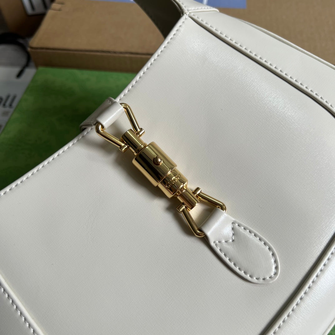 SAC À BANDOULIÈRE GG JACKIE SMALL 28 EN CUIR DE VEAU BLANC