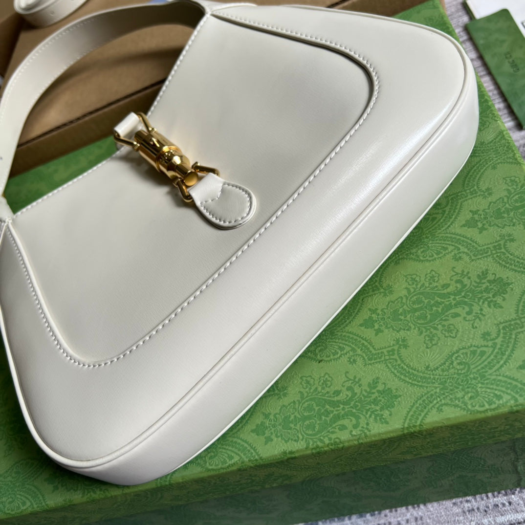 SAC À BANDOULIÈRE GG JACKIE SMALL 28 EN CUIR DE VEAU BLANC