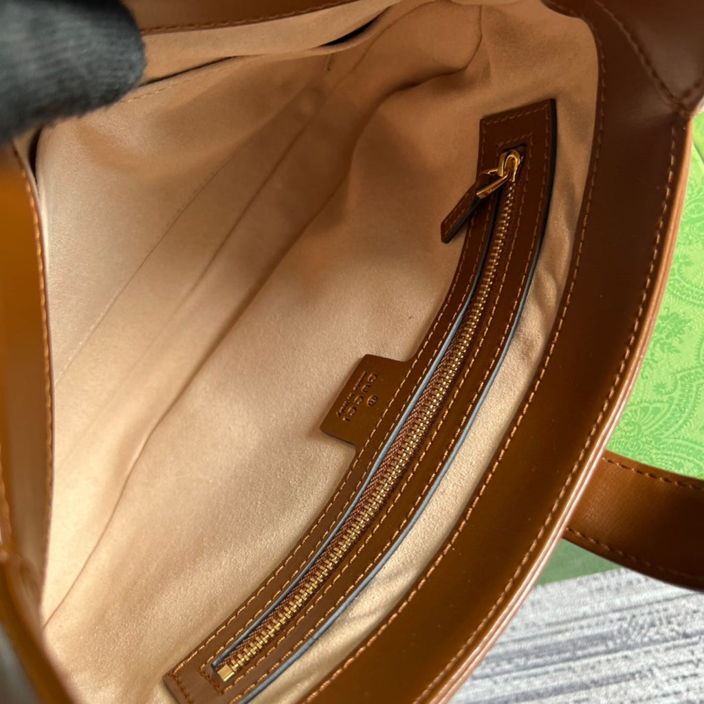 SAC À BANDOULIÈRE GG JACKIE SMALL 28 EN CUIR DE VEAU MARRON CANNELLE