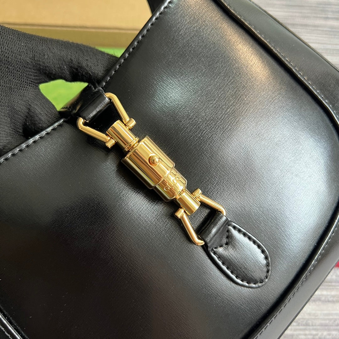 SAC À BANDOULIÈRE GG JACKIE SMALL 28 EN CUIR DE VEAU NOIR