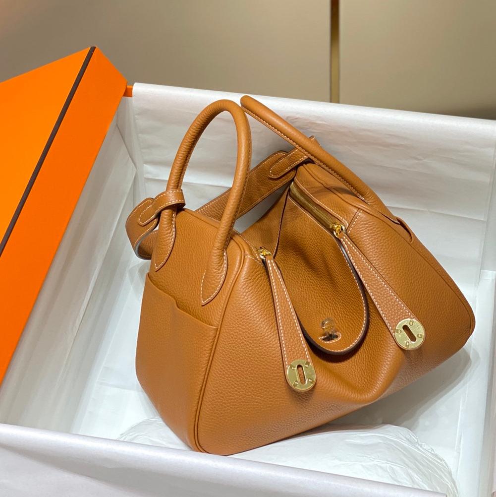 SAC HM LINDY 26 CUIR TAURILLON CLEMENCE ORANGE