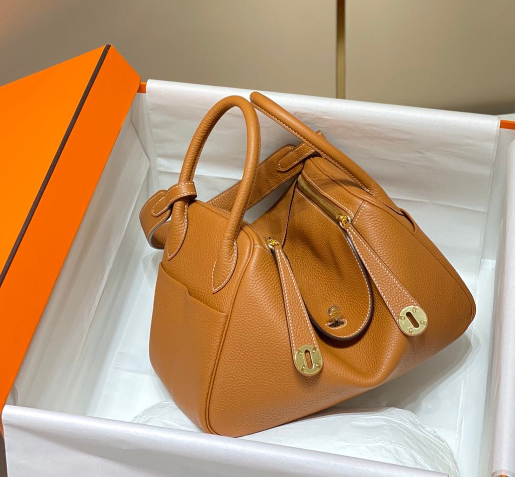 SAC HM LINDY 30 CUIR TAURILLON CLEMENCE ORANGE
