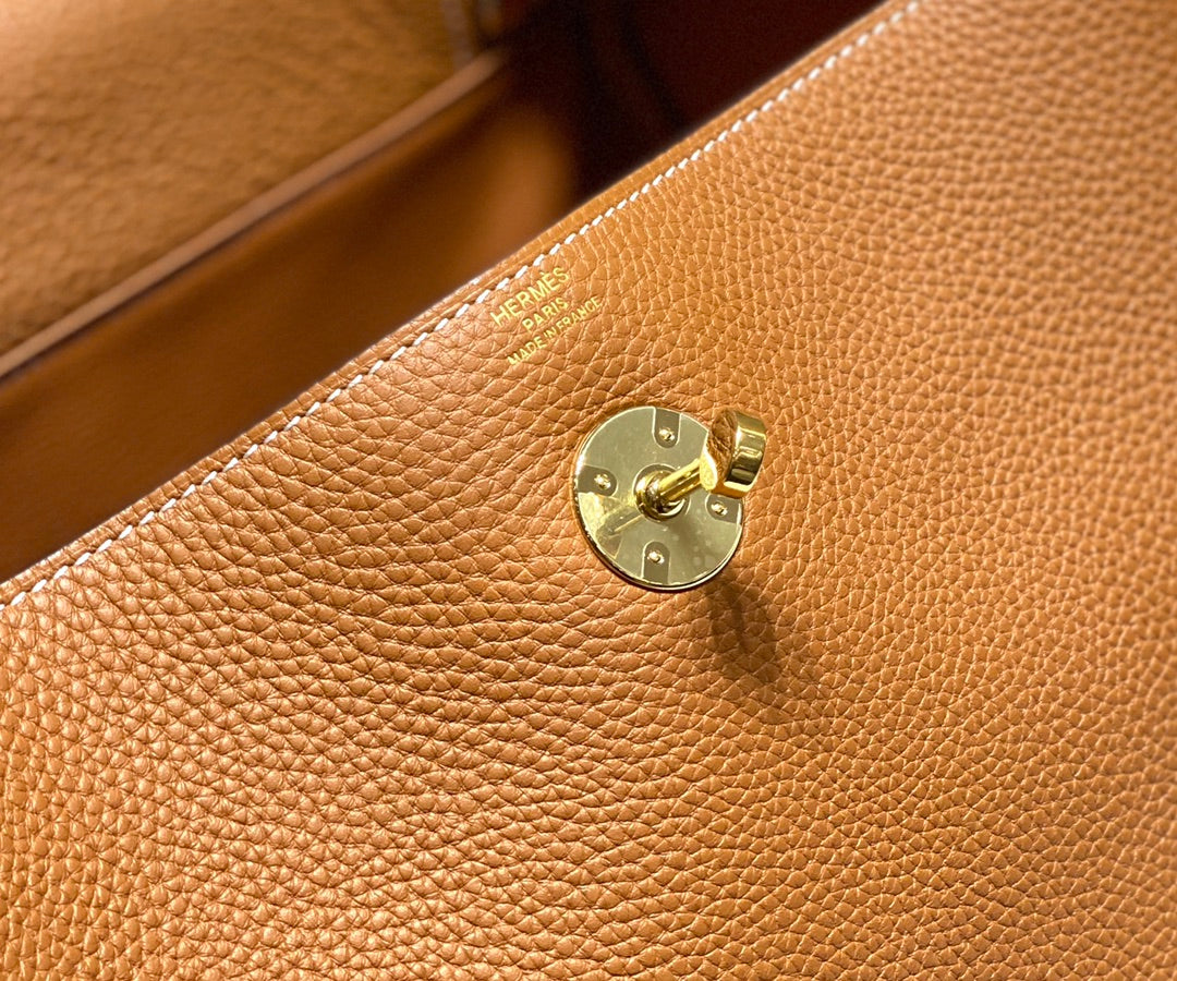 SAC HM LINDY 30 CUIR TAURILLON CLEMENCE ORANGE