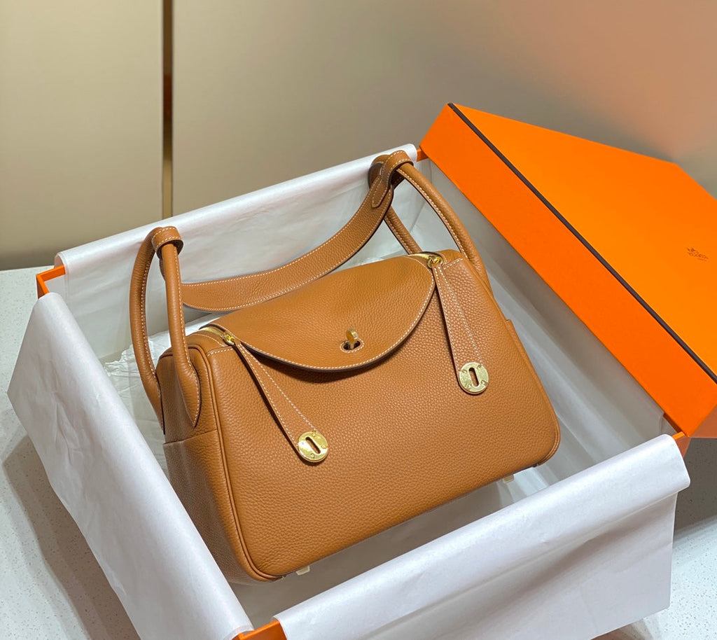 SAC HM LINDY 30 CUIR TAURILLON CLEMENCE ORANGE
