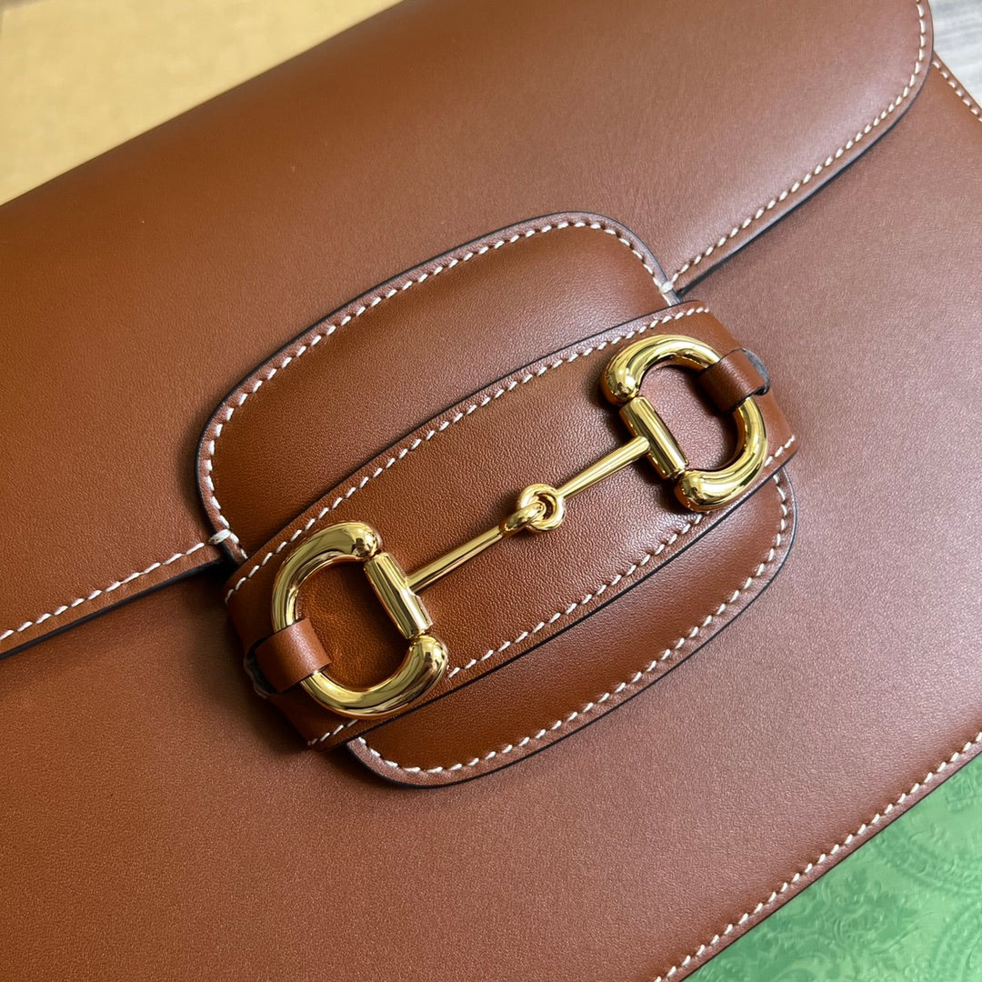 MINI SAC GG HORSEBIT 1955 25 EN CUIR DE VEAU MARRON CANNELLE
