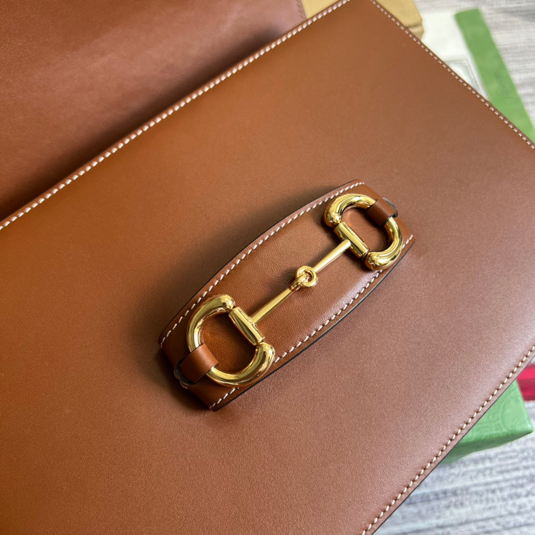 MINI SAC GG HORSEBIT 1955 25 EN CUIR DE VEAU MARRON CANNELLE