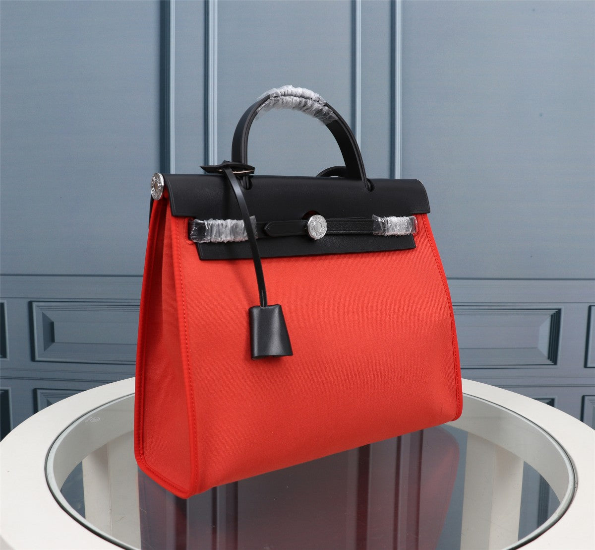HM HERBAG ZIP 31 TOILE NOIRE ET ROSE