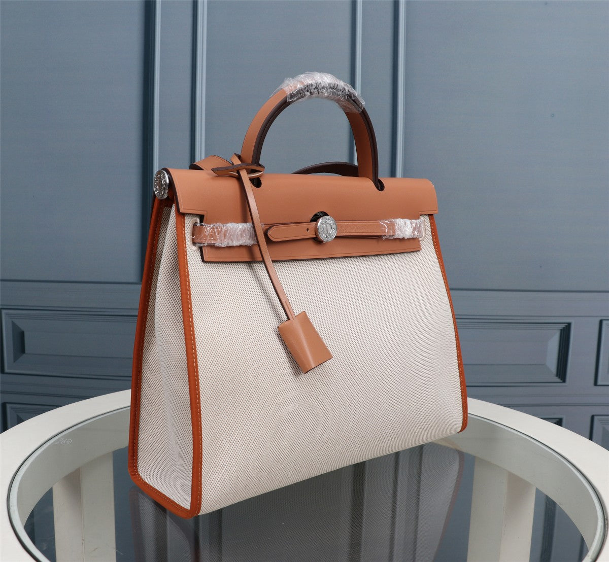 HM HERBAG ZIP 31 CUIR DE VEAU BLANC CIDRE ET CRÈME