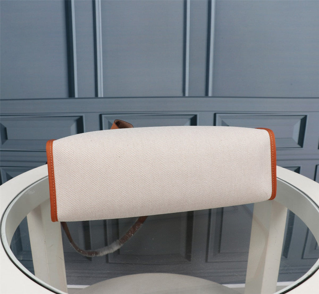 HM HERBAG ZIP 31 CUIR DE VEAU BLANC CIDRE ET CRÈME