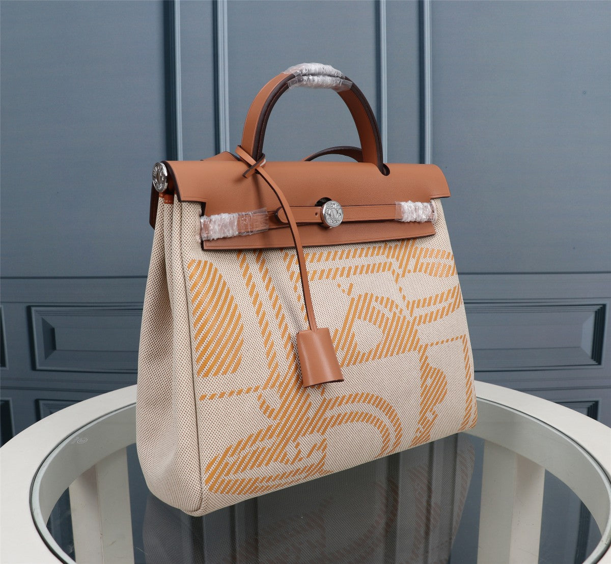 HM HERBAG ZIP 31 TOILE MONOGRAMME CIDRE ET CRÈME