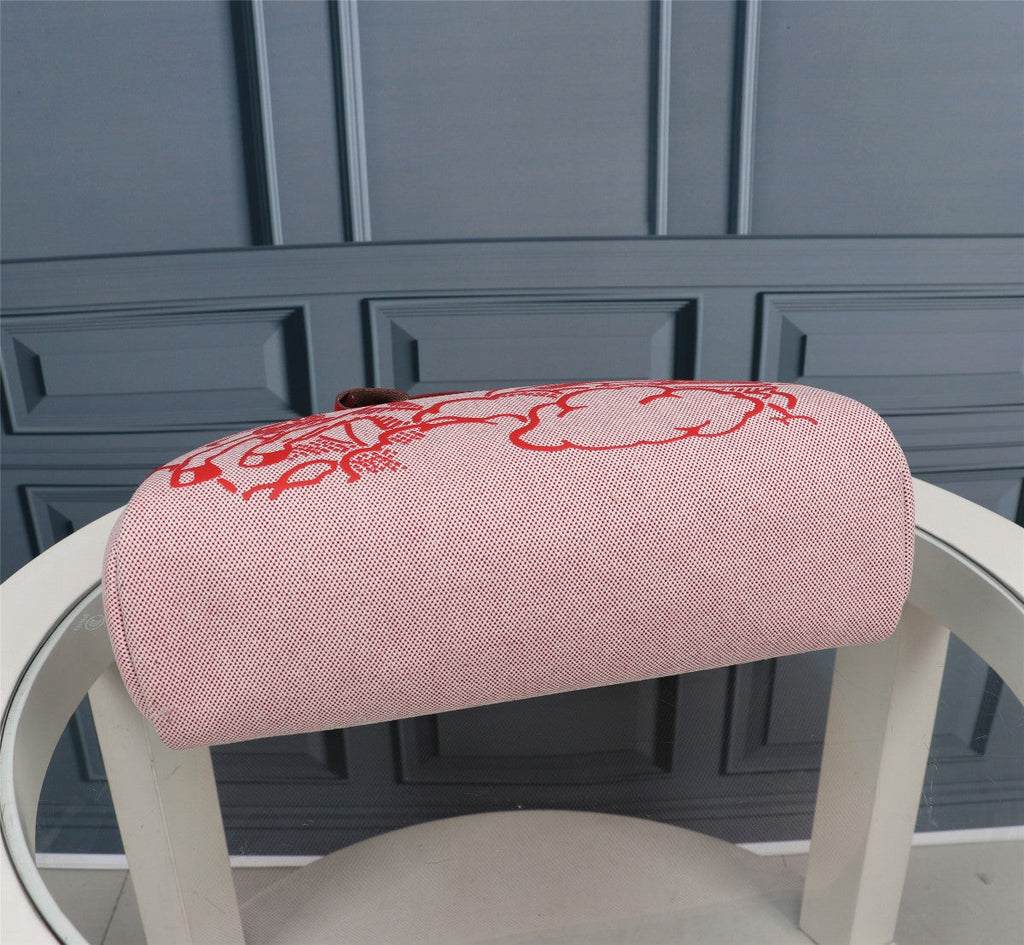 HM HERBAG ZIP 31 TOILE MOTIF CHEVAL ROUGE ET BLANC