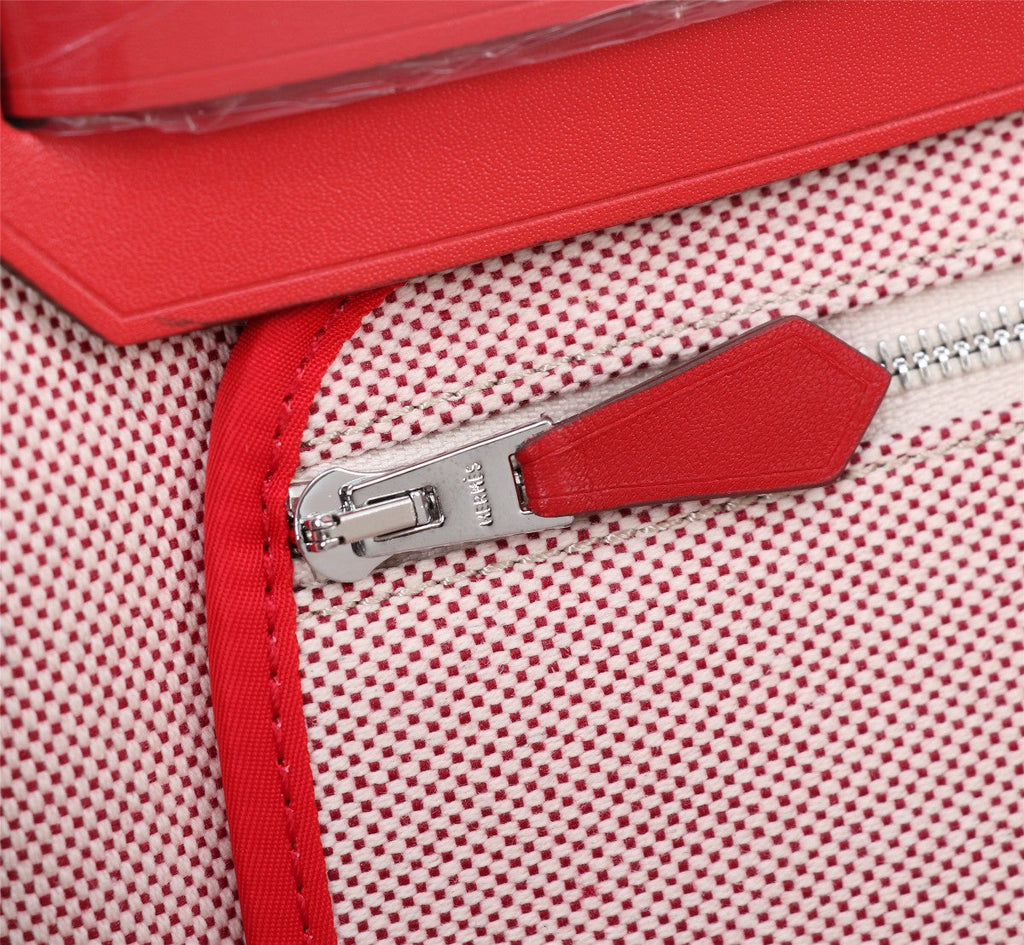 HM HERBAG ZIP 31 TOILE MOTIF CHEVAL ROUGE ET BLANC