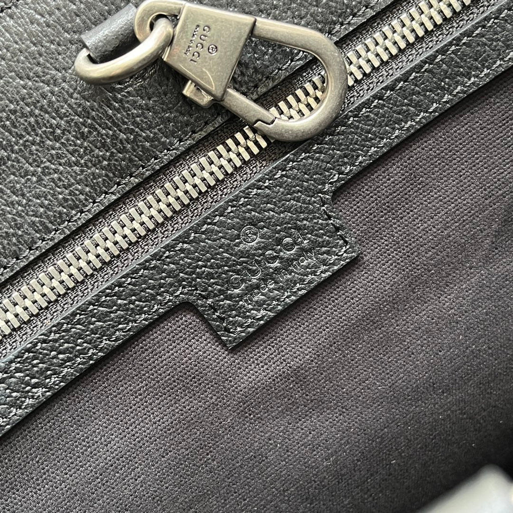 SAC CABAS MOYEN IMPRIMÉ TIGRE 38 EN TOILE NOIRE ET BORDURE EN CUIR
