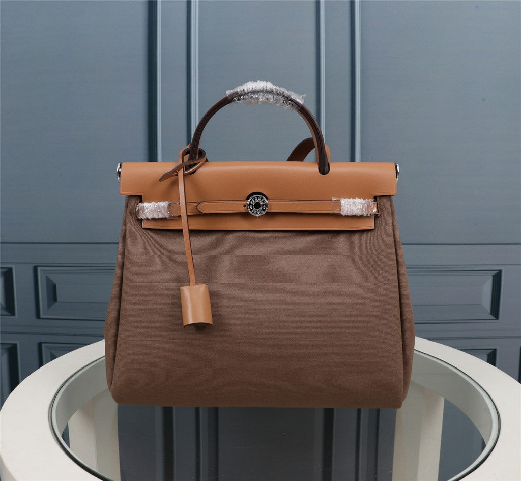 HM HERBAG ZIP 31 CUIR DE VEAU CIDRE ET MARRON