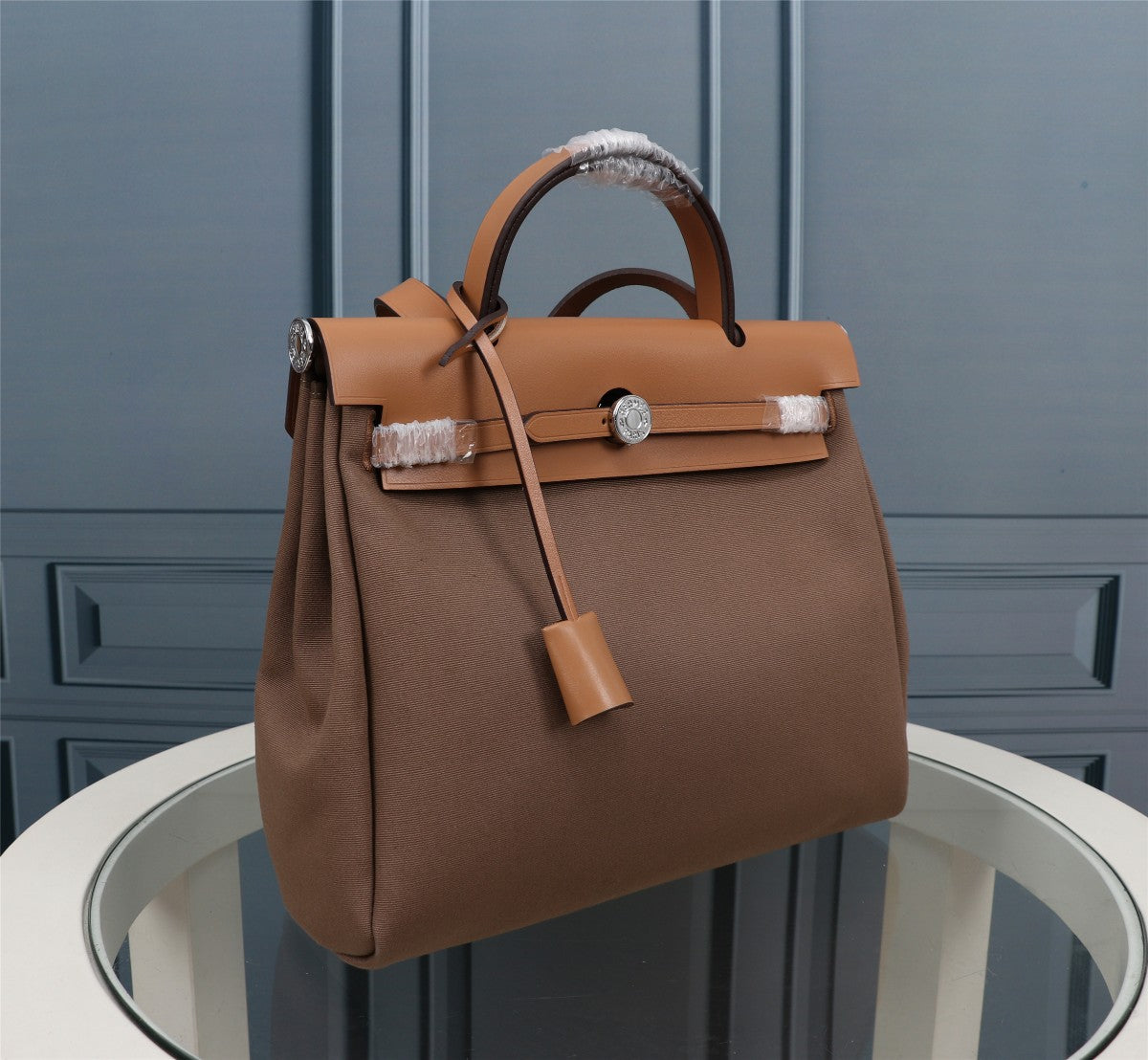 HM HERBAG ZIP 31 CUIR DE VEAU CIDRE ET MARRON
