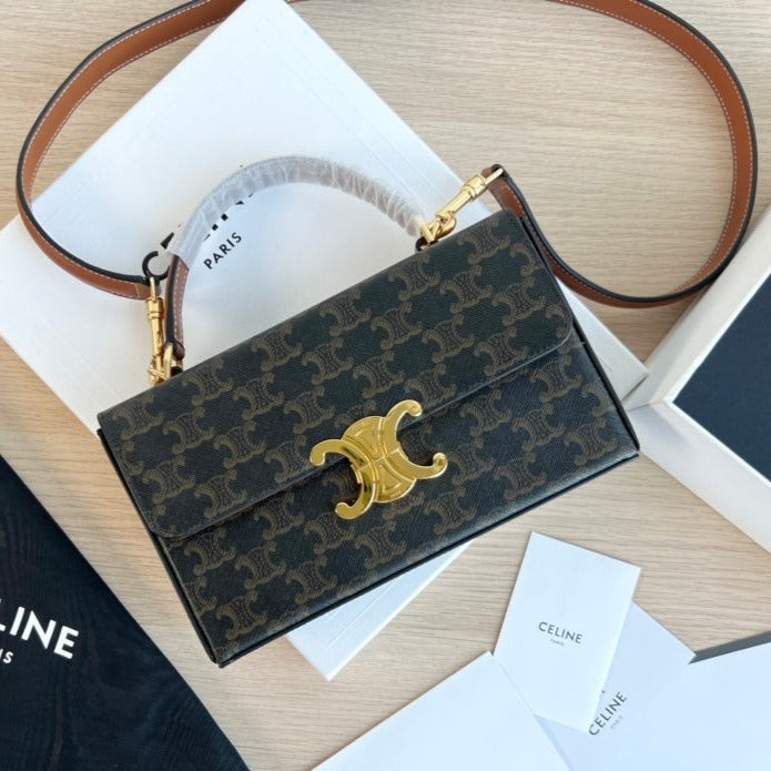 SAC BOX TRIPHOME 22 EN CUIR DE VEAU À MOTIF NOIR