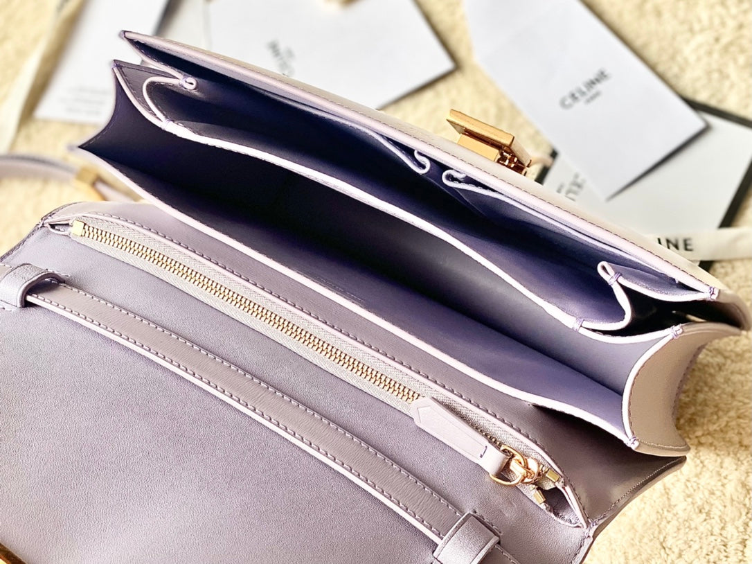 SAC CLASSIQUE MOYEN CELINE 24 CM EN CUIR DE VEAU VIOLET CLAIR