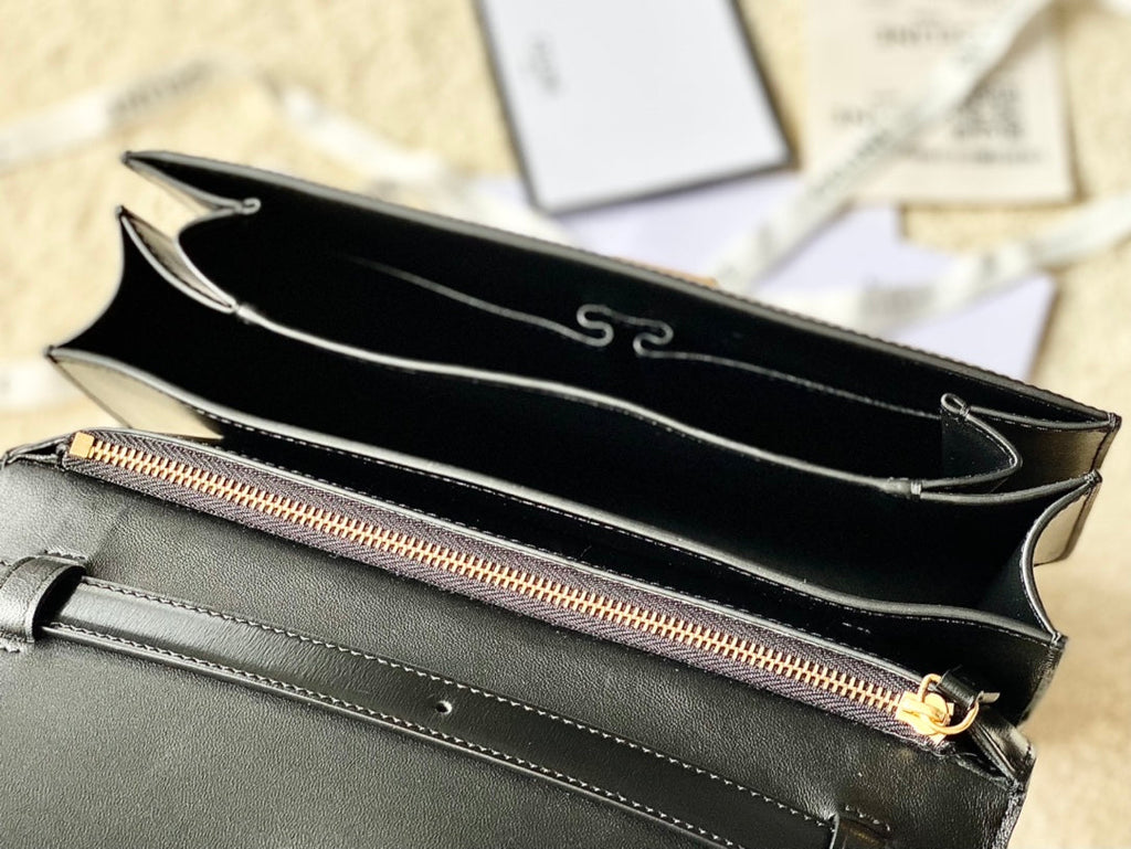 SAC CLASSIQUE MOYEN CELINE 24 CM EN CUIR DE VEAU NOIR