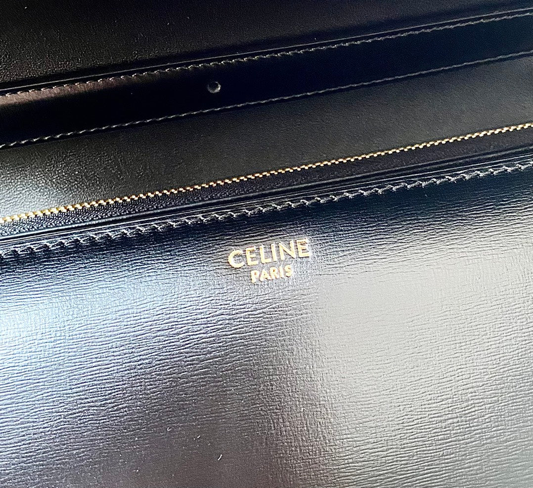 SAC CLASSIQUE MOYEN CELINE 24 CM EN CUIR DE VEAU NOIR