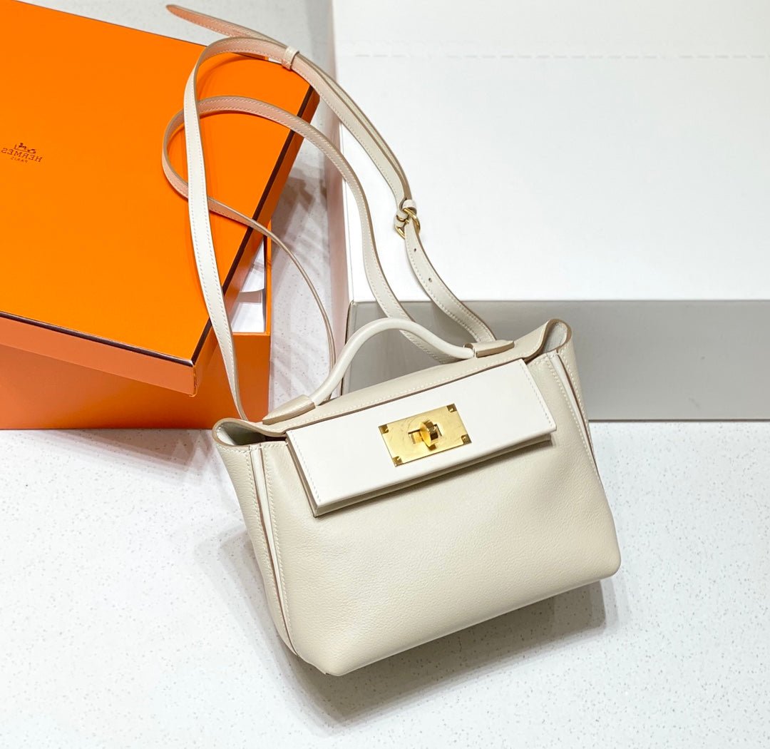 SAC À MAIN HM KELLY 21 EN CUIR DE VEAU BLANC