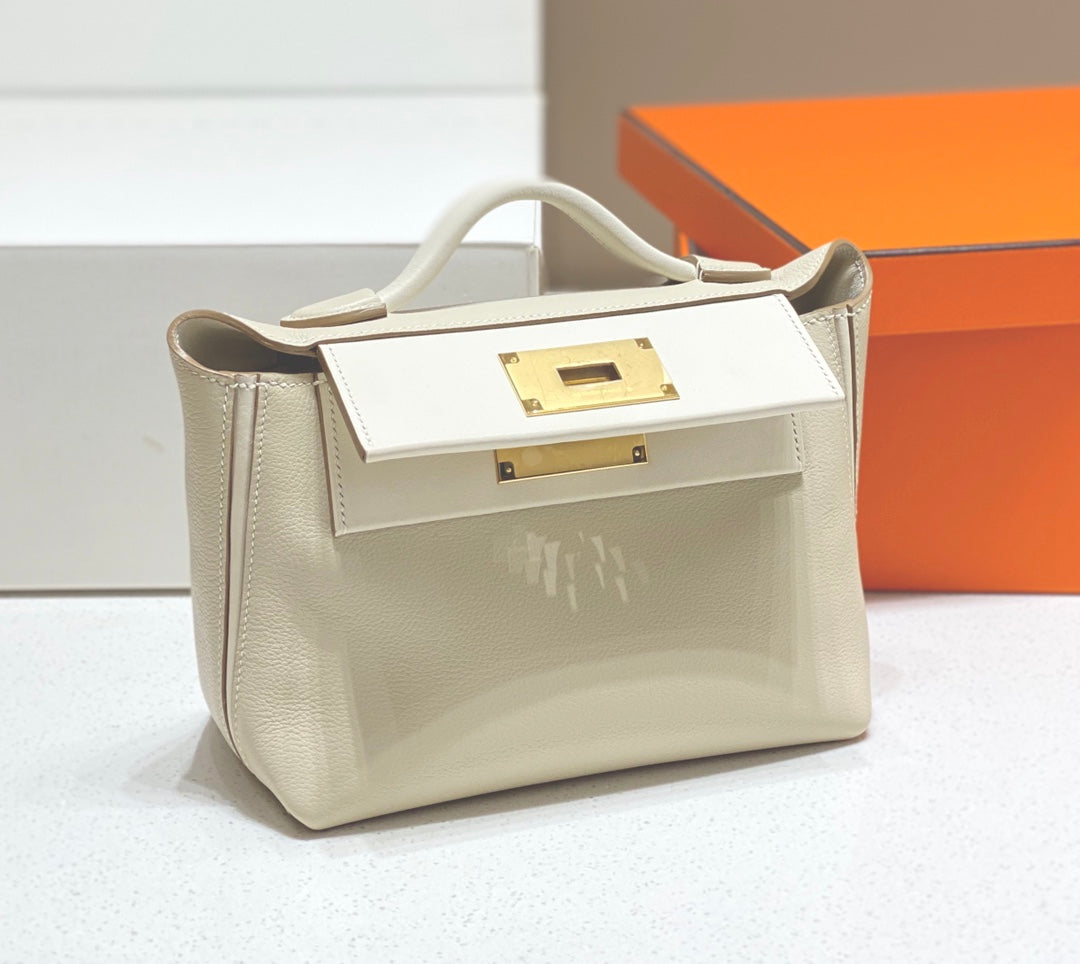 SAC À MAIN HM KELLY 21 EN CUIR DE VEAU BLANC
