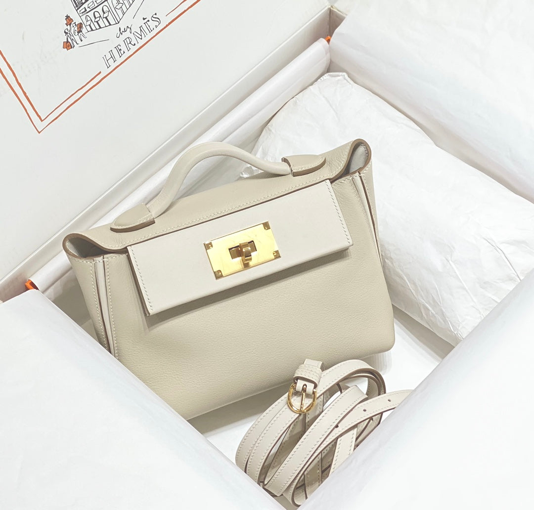 SAC À MAIN HM KELLY 21 EN CUIR DE VEAU BLANC