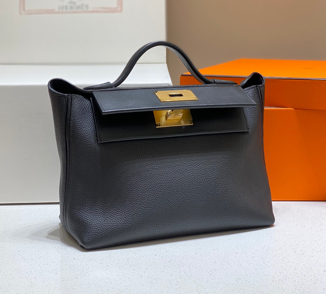 SAC À MAIN HM KELLY 29 EN CUIR DE VEAU NOIR