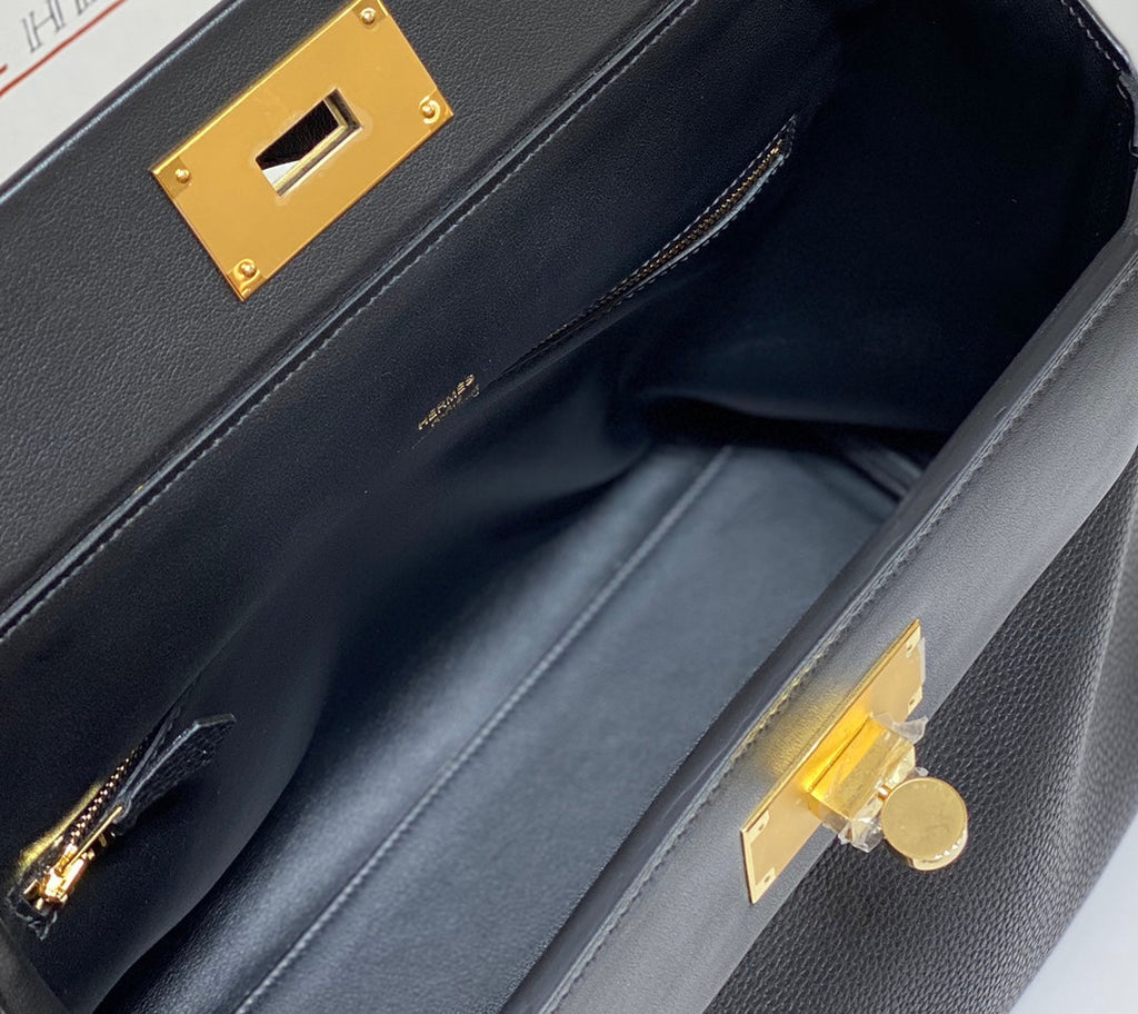 SAC À MAIN HM KELLY 29 EN CUIR DE VEAU NOIR