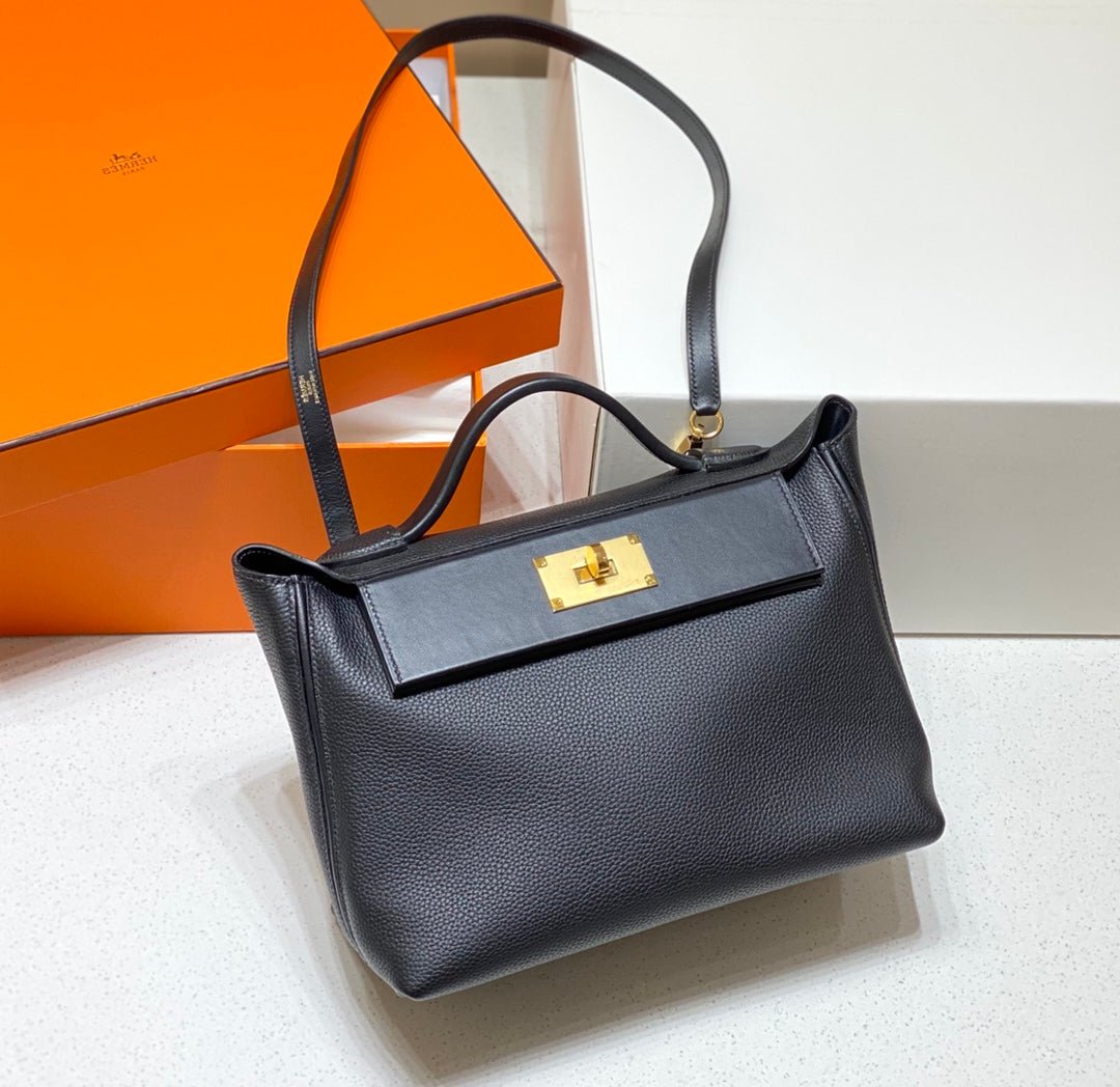 SAC À MAIN HM KELLY 29 EN CUIR DE VEAU NOIR