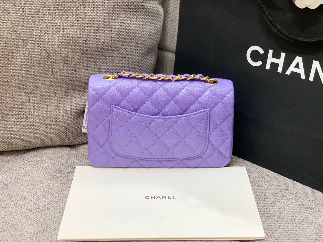 MINI SAC À RABAT 20 CM VIOLET CAVIAR QUINCAILLERIE OR 