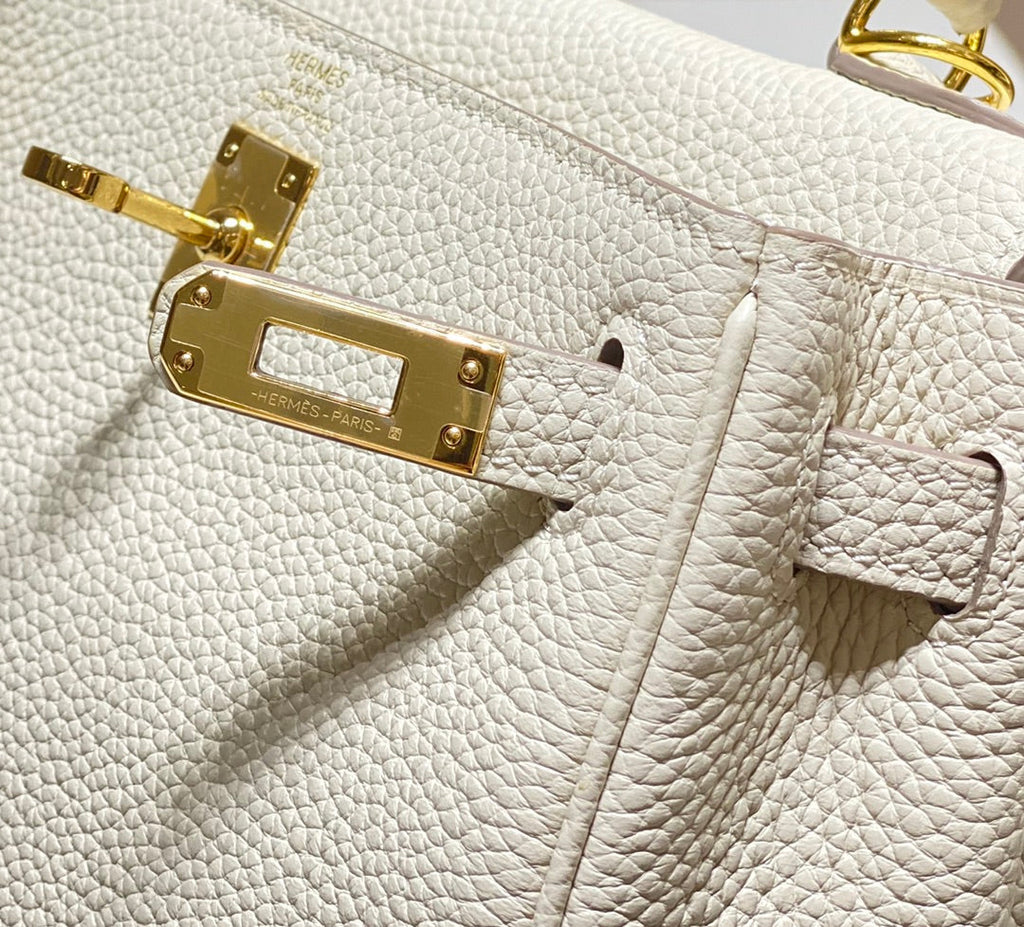 HM MINI KELLY 20CM CUIR TOGO CRÈME QUINCAILLERIE DORÉ