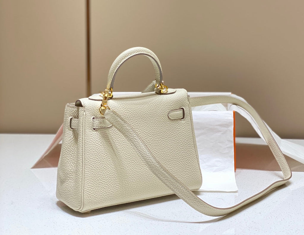 HM MINI KELLY 20CM CUIR TOGO CRÈME QUINCAILLERIE DORÉ
